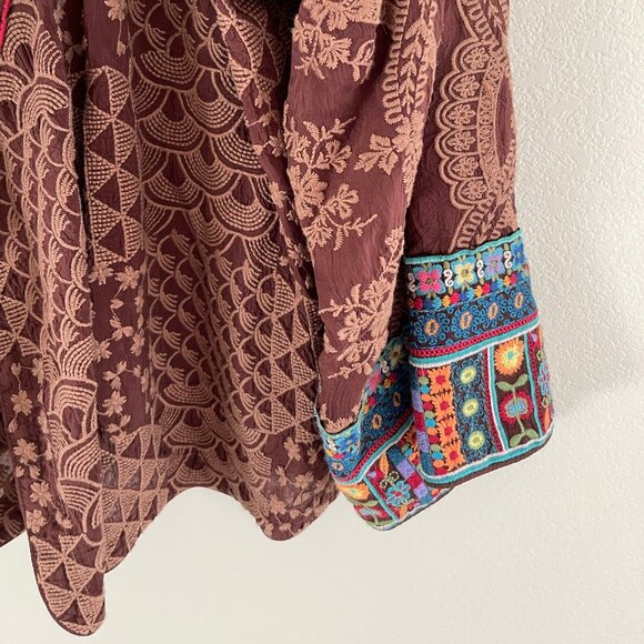 JOHNNY WAS "Square Seraphina" Embroidered Short Kimono/Wrap is NWT!! MEDIUM - Picture 9 of 10